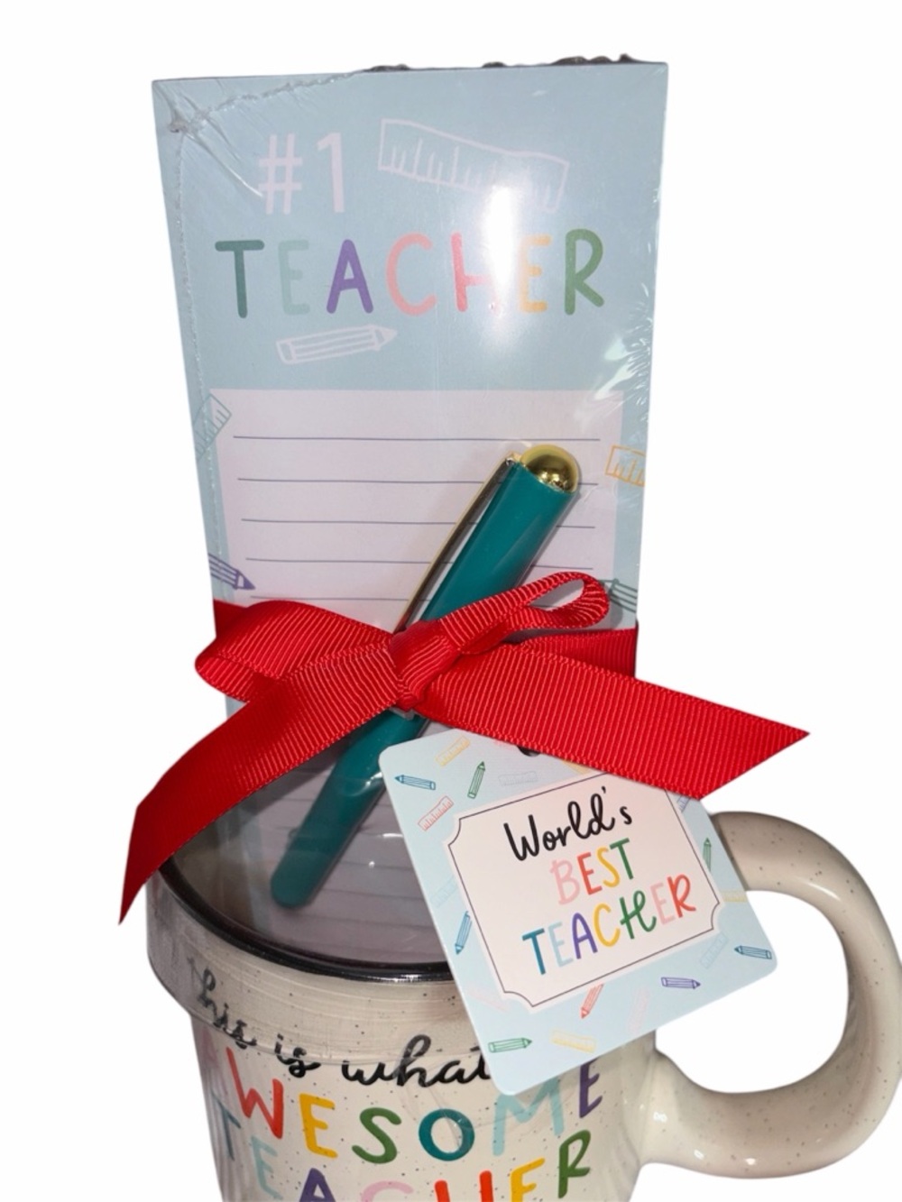 "This Is What An Awesome Teacher Looks Like” Mug Gift Set with Notepad and Pen - Picture 3 of 3